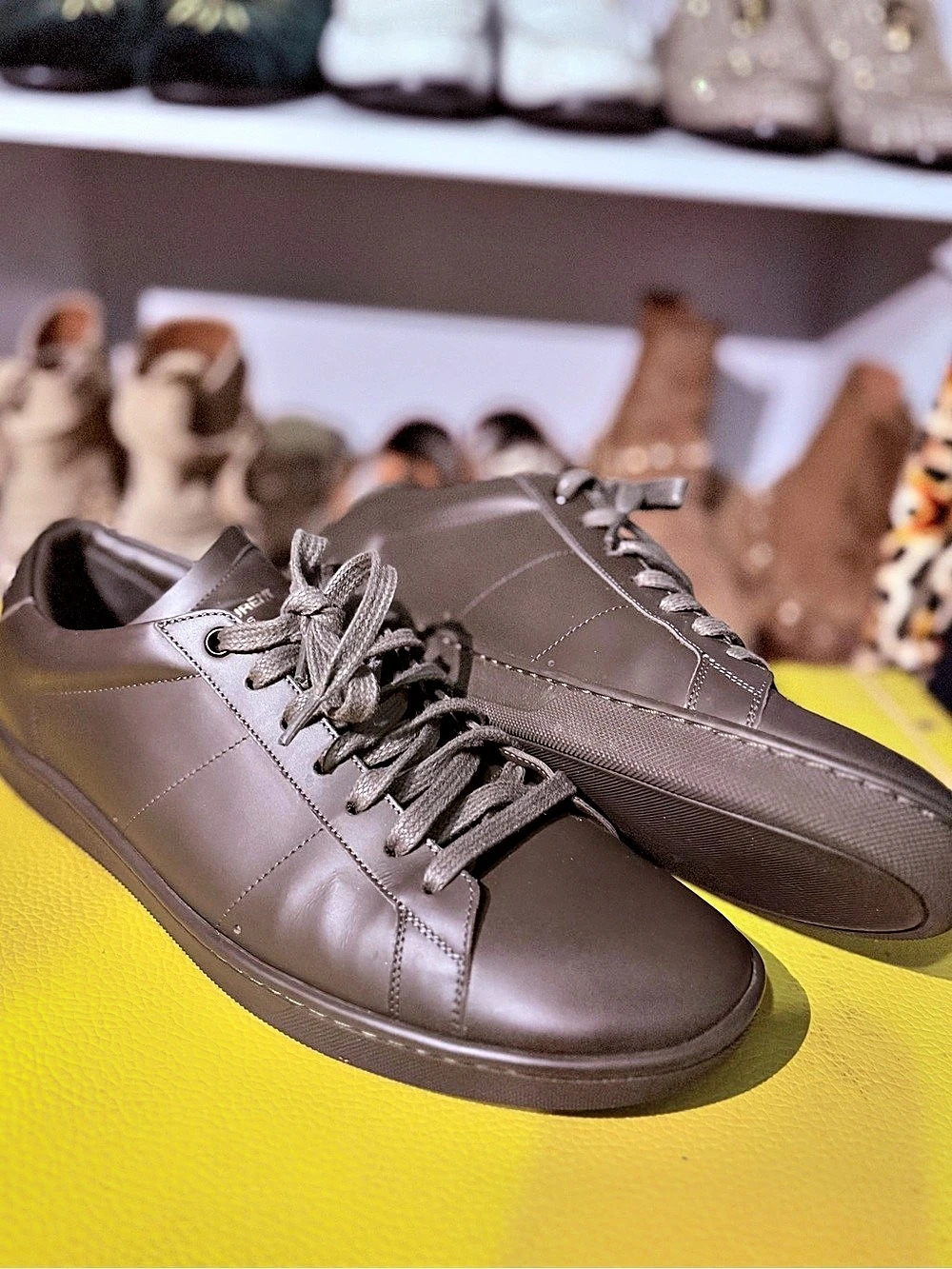 Saint Laurent SL/01 Court Classic Haunting Green Leather Sneakers 42.5